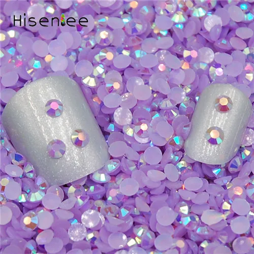Light Amethyst AB Gold Rose Jelly AB Nail Art Rhinestones 2mm AB Shiny Resin Jelly Gems UV Gel 3D Nail Art Decorations Charm Manicure Bead Glitter - Цвет: Light Amethyst AB