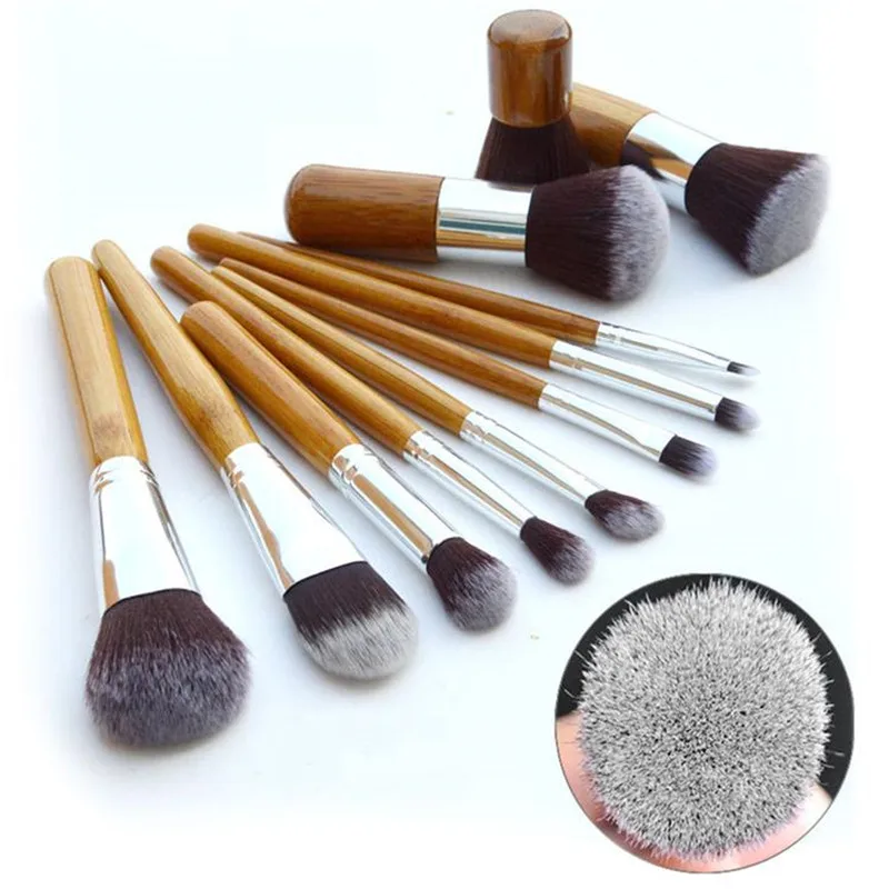 11pcs/set Professional Makeup Brushes Set Wood Superior Soft Cosmetic Eyeshadow Foundation Concealer Make up Brush with Bag | Красота и