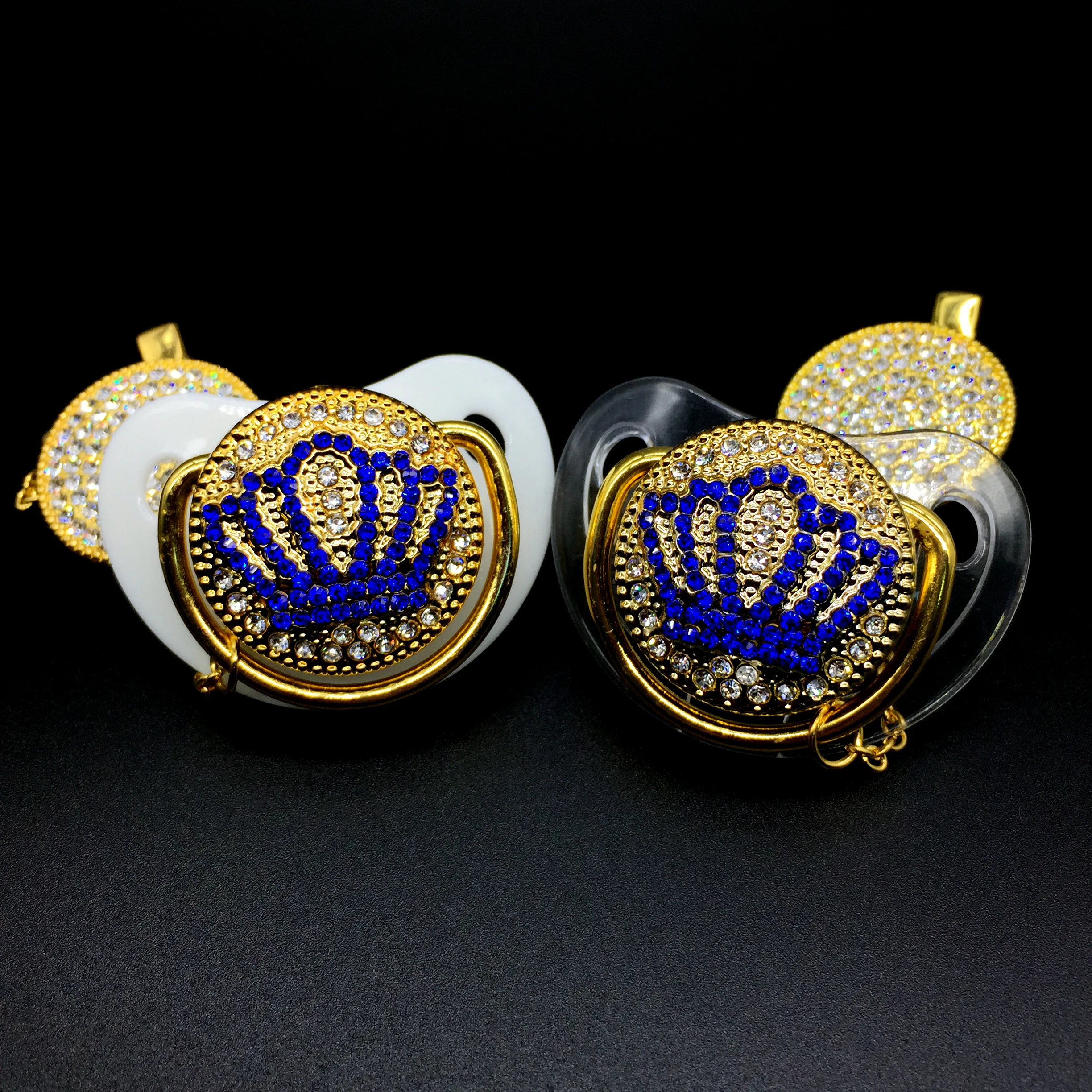 Роскошная синяя корона Baby Bling Соска и соска-клипса Baby Registry Gift Пустышка Блеск унисекс Подарок для душа ребенка