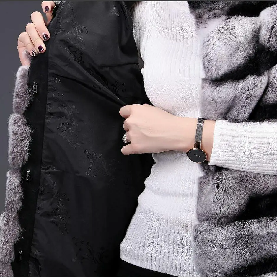 

2021Women's New Natural Rabbit Fur Coat Autumn Winter Jacket Sleeve Detachable Jacket Warm Fashion Casual European and American