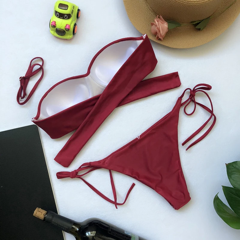 New Sexy Bikini 2019 Bandage Micro Brazilian Set Push Up Swimwear Women Swimsuit Bathing Suit Swim Wear Bandeau Biquin |