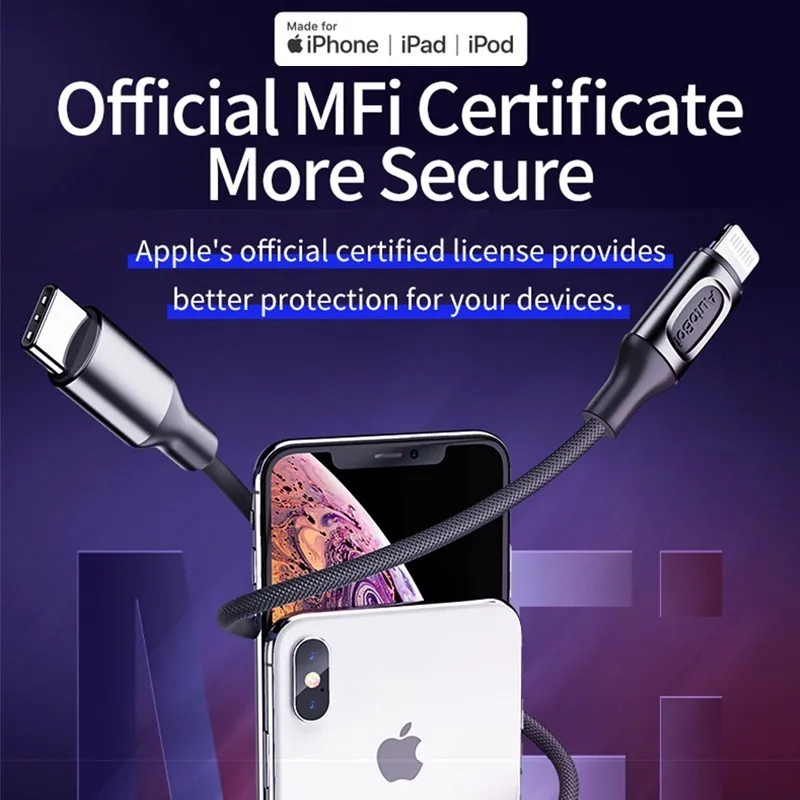 Rock MFI PD кабель для быстрой зарядки для iPhone 11 pro X Xr Xs Max 8 Plus 18 Вт шнур зарядного устройства для usb type C до Lightning 8Pin линия передачи данных