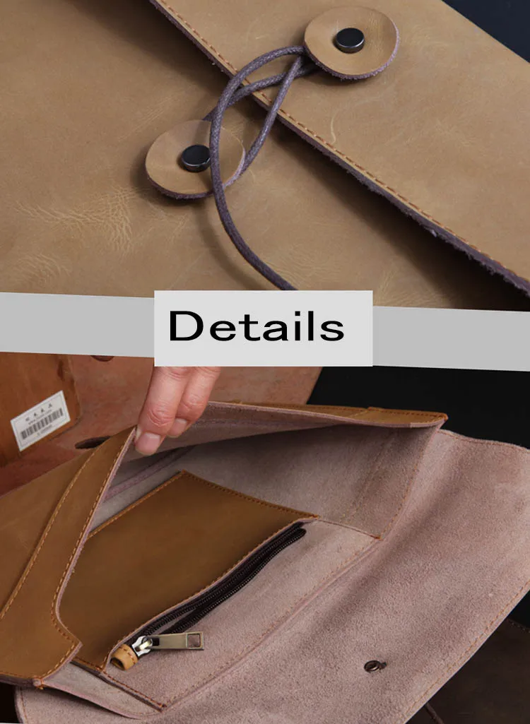 Men's Crazy horse leather clutch bag vintage genuine handbag high quality A4 document iPad casual organizer case | Багаж и сумки