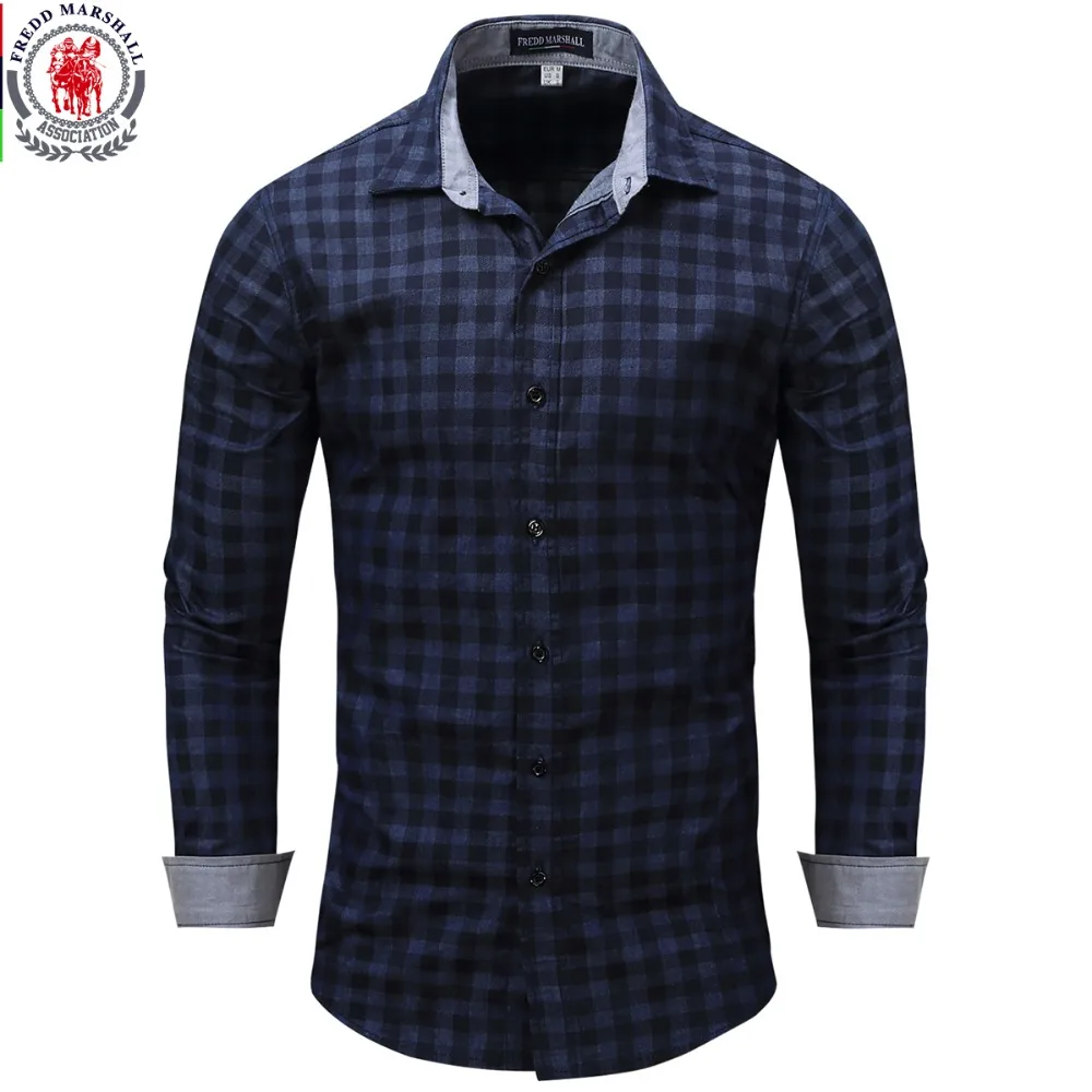 Новое поступление мужская рубашка рубашки в клетку с длинным рукавом брендовая