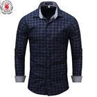 Новое поступление, мужская рубашка , рубашки в клетку с длинным рукавом, мужская рубашка , брендовая Повседневная джинсовая стильная клетчатая синяя рубашка 086