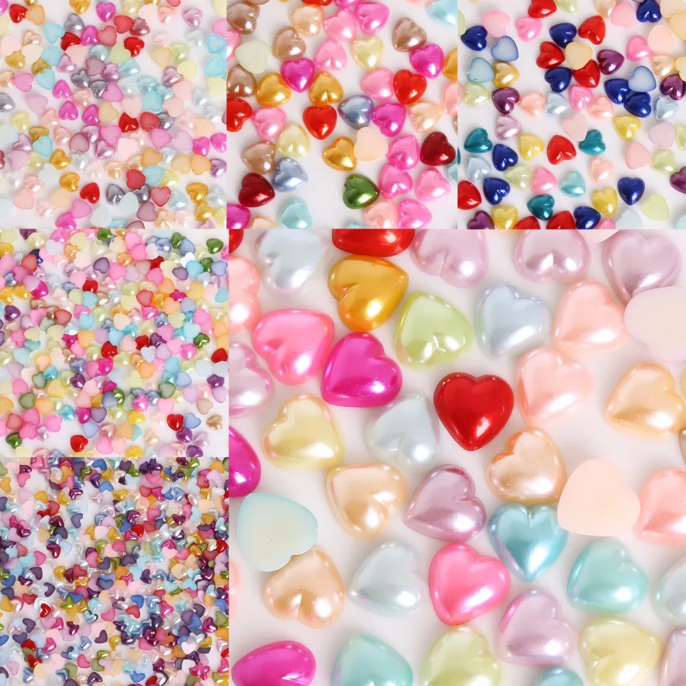 Женская пластиковая имитация жемчуга в форме сердца 3 12 мм 50 300|cabochon heart|heart
