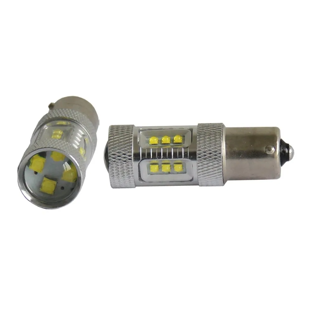 2x1156 1157 Ba15s Bay15d 80 Вт чипы Cree Светодиодная лампа стоп-светильник заднего хода 6000k Dc 12