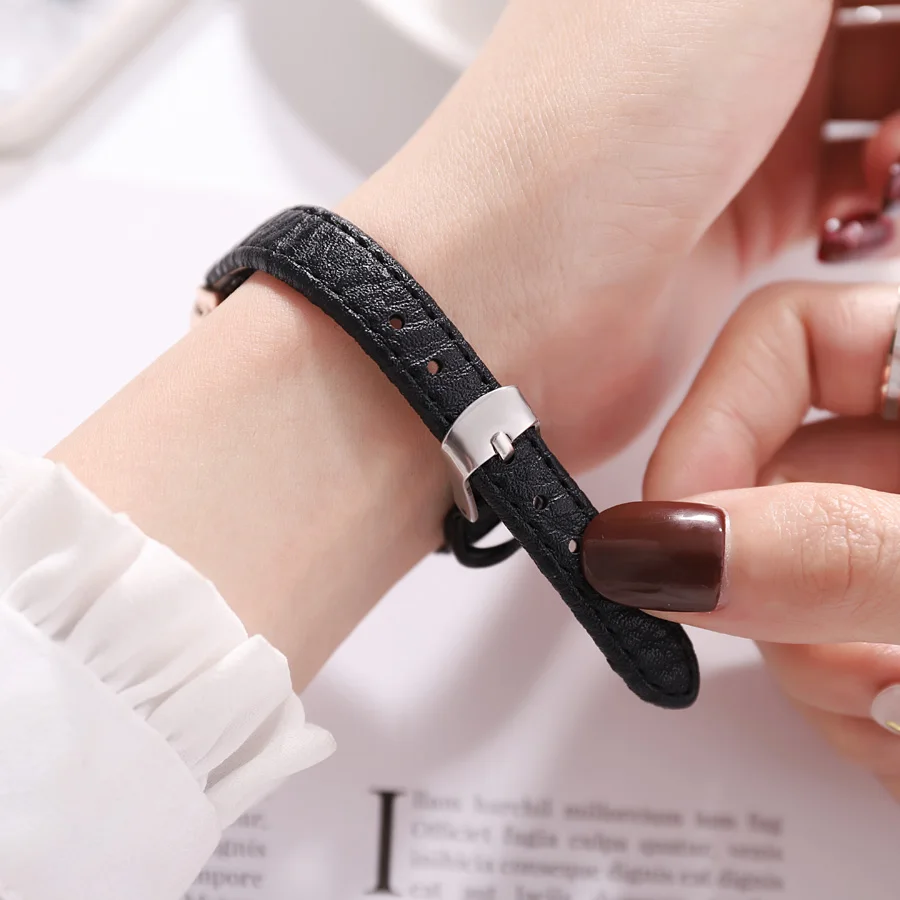 2018 модные повседневные женские часы с черным кожаным ремешком квадратные