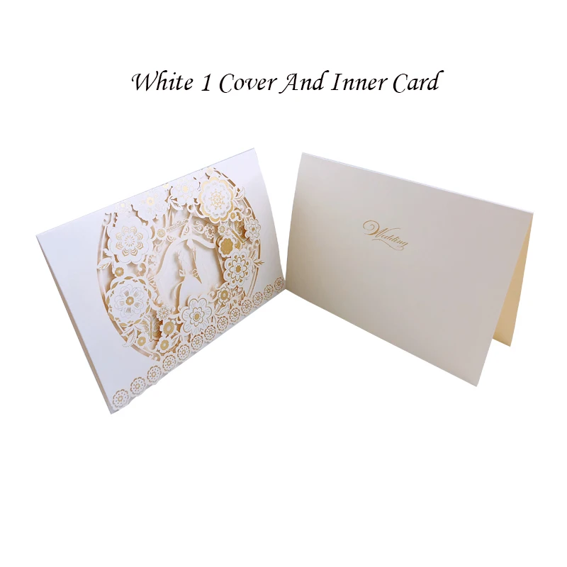 White 1 Cover Insert 100 шт золотые, белые, синие, красные конверты с лазерной огранкой, роскошные свадебные пригласительные открытки с цветочным рисунком, кружевные конверты с принтом, украшения для свадебной вечеринки - Цвет: White 1 Cover Insert