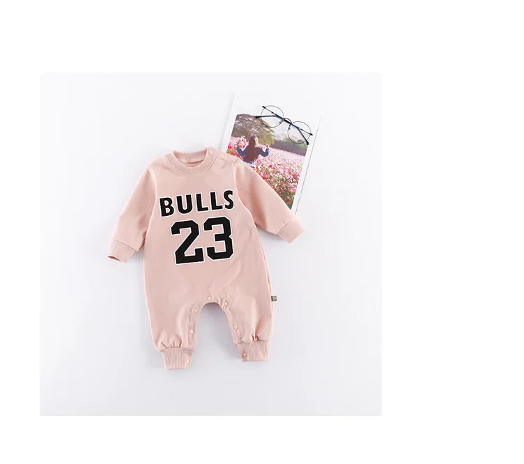 23 pink Одежда для малышей Новинка года; сезон весна-осень; спортивная одежда с цифровым соединением; комбинезон с длинными рукавами и круглым вырезом для малышей - Цвет: 23 pink