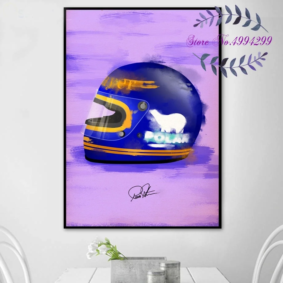F1 шлемы гоночный автомобиль супер звезда Ayrton Сенна плакат холст искусство печать