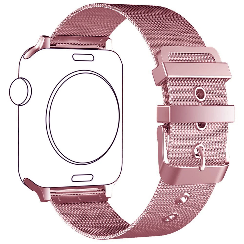 Розовый Золотой Миланский Браслет для наручных часов Apple Watch серии 1/2/3 отверстиями Нержавеющая сталь ремешок для наручных часов iWatch, 42 мм, 38 мм, браслет