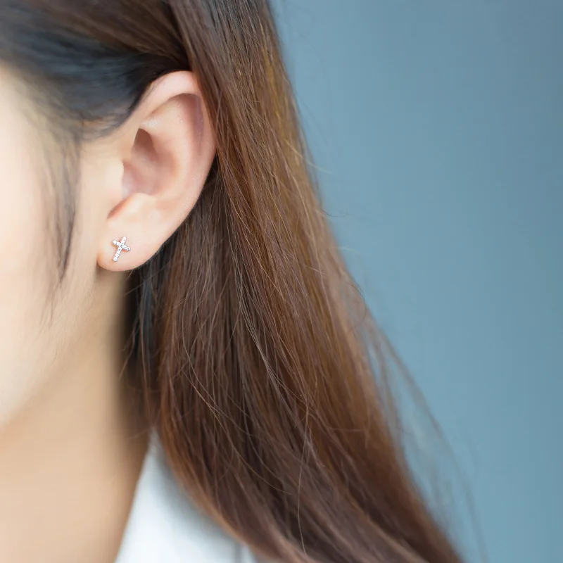 Женские асимметричные серьги-гвоздики из серебра 100% пробы | Украшения и