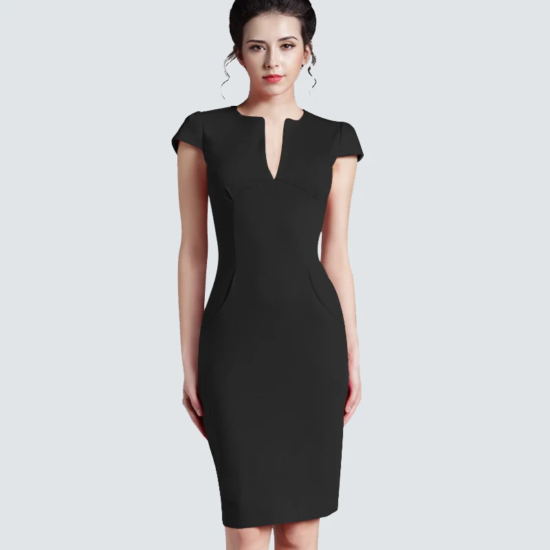 Весна Сексуальная красный черный Глубокий V bodycon бинты Бизнес работа офис Партии Карандаш оболочка старинные женские летние повседневную одежду 521