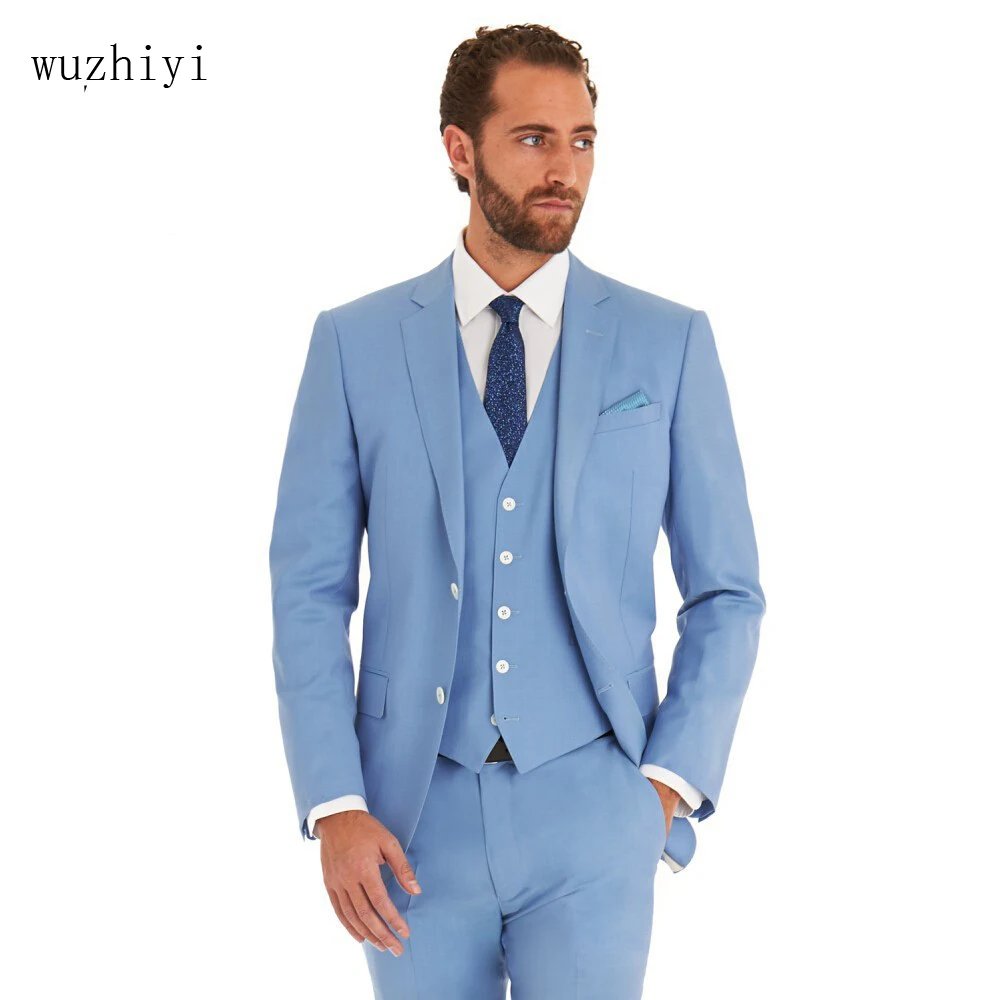 Мужской приталенный костюм wuzhiyi trajes de hombre terno черный новейшее пальто штаны дизайн