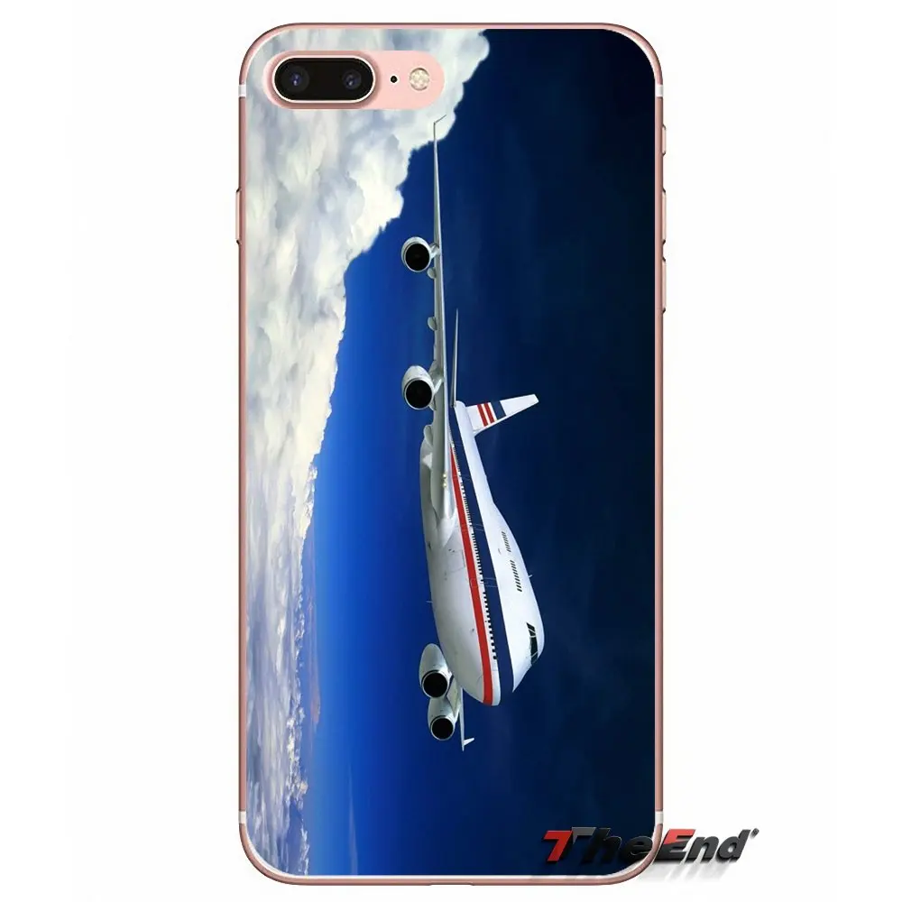 Мягкий чехол для iPhone X 4 4S 5 5S 5C SE 6 6S 7 8 Plus Samsung Galaxy J1 J3 J5 J7 A3 A5 2016 2017 Boeing 747 Flying Plane Sunset|case