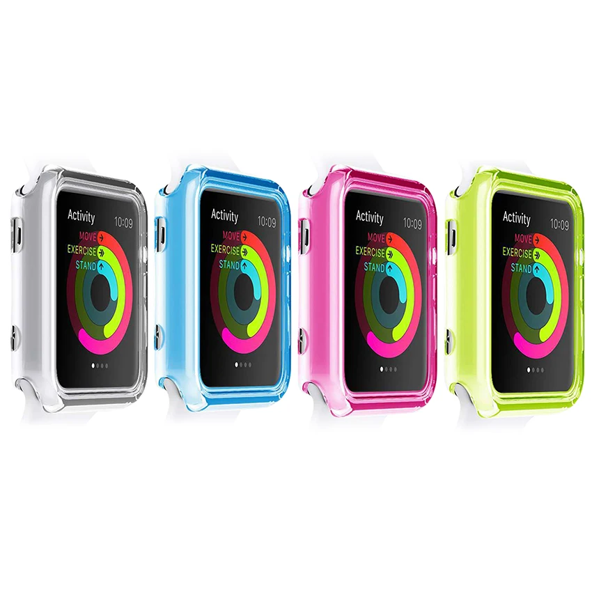 Ультратонкий Силиконовый ТПУ защитный чехол для Apple Watch Series 1 2 3 38 мм 42