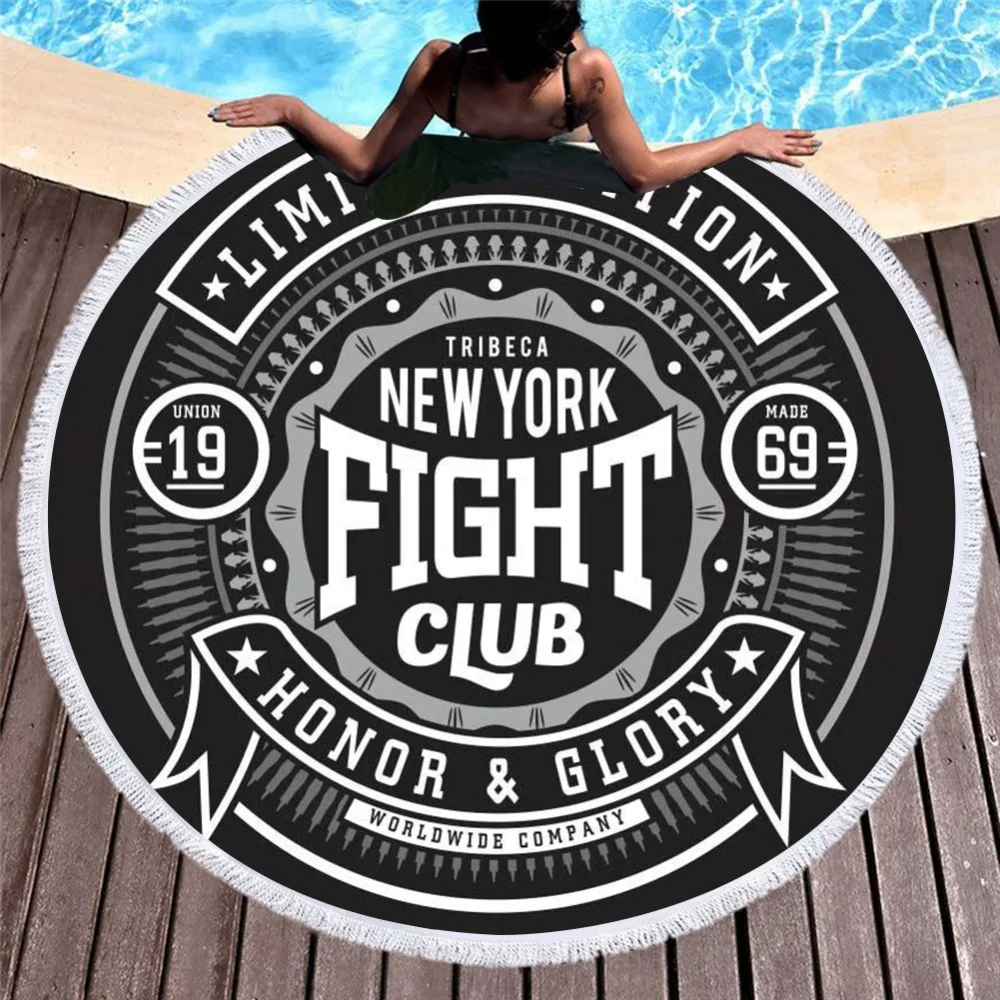 Round Retro Printed Beach Towel 2019 Summer Microfiber Bath Large for Adults 150cm 550g Female Text Yoga Mats |