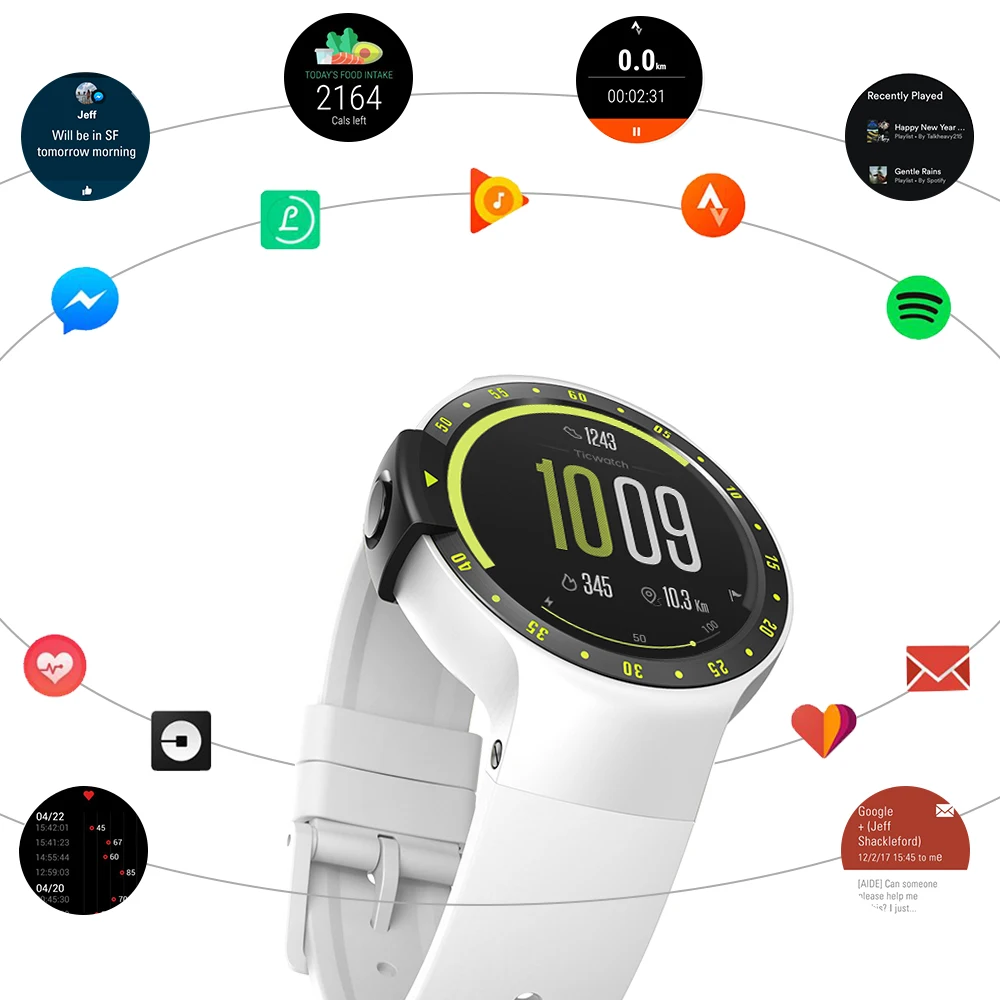Ticwatch S смарт часы Android Wear Bluetooth 4 1 WI FI gps сердечного ритма IP67 Водонепроницаемость