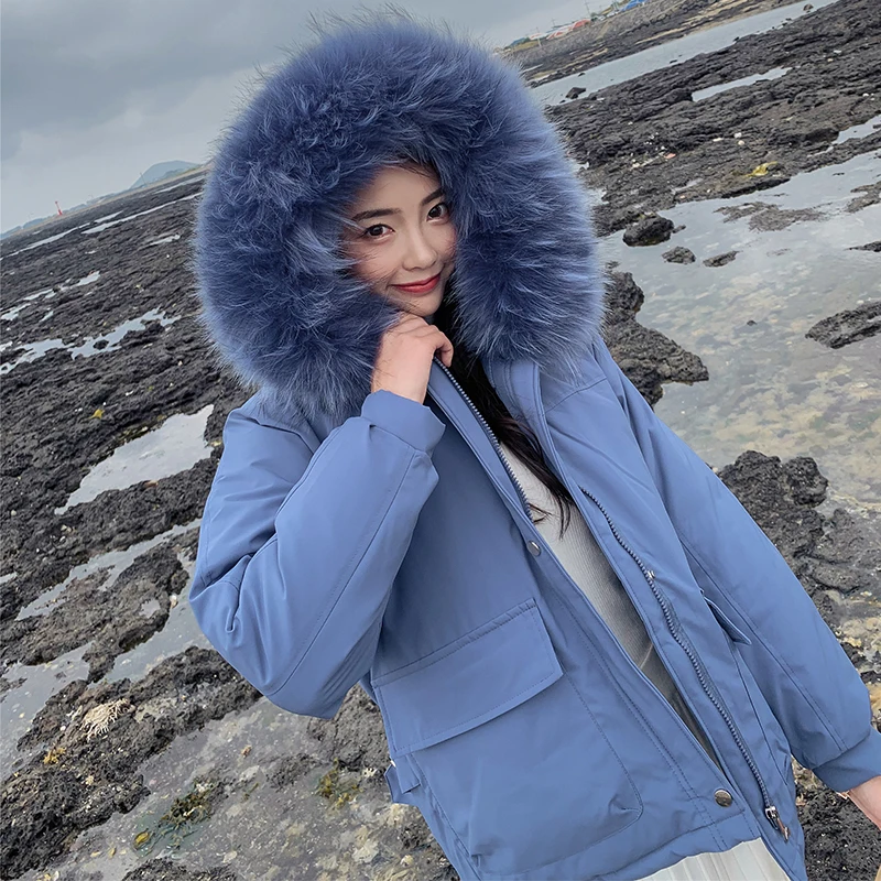 Fitaylor/зимняя хлопковая короткая парка Женская куртка с капюшоном и воротником из