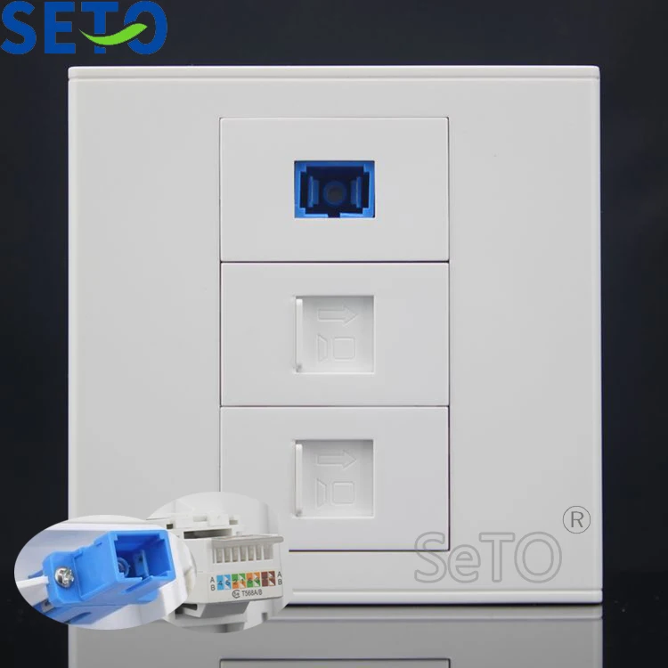 SeTo 86 Тип один порт Оптический SC + два порта RJ45 Cat5e сетевая Lan Панель розетка