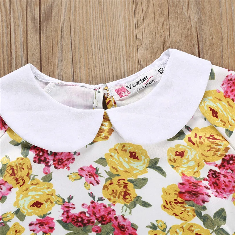 Милый детский комбинезон с коротким рукавом для девочек Детский цветочным