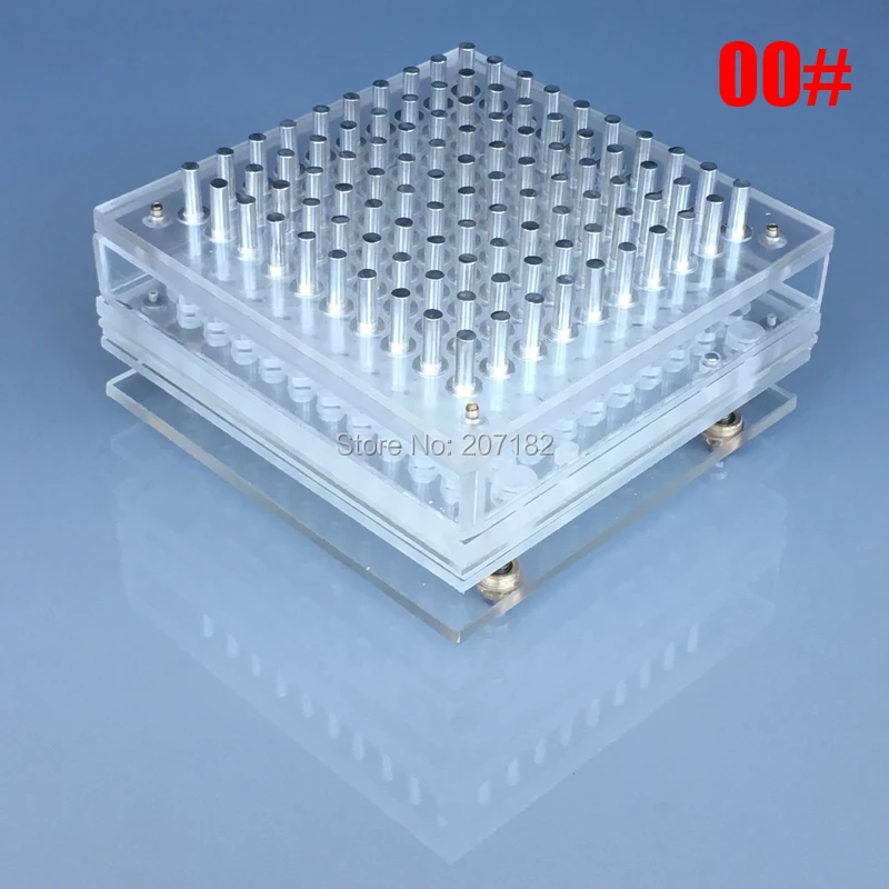 For Size 00 Capsule Новинка! 100 отверстий 000#, 00#, 0#, 1#, 2#, 3#, 4#5# Plexigalss ручная машина для наполнения капсул, наполнитель капсул с трамбранным инструментом - Цвет: For Size 00 Capsule