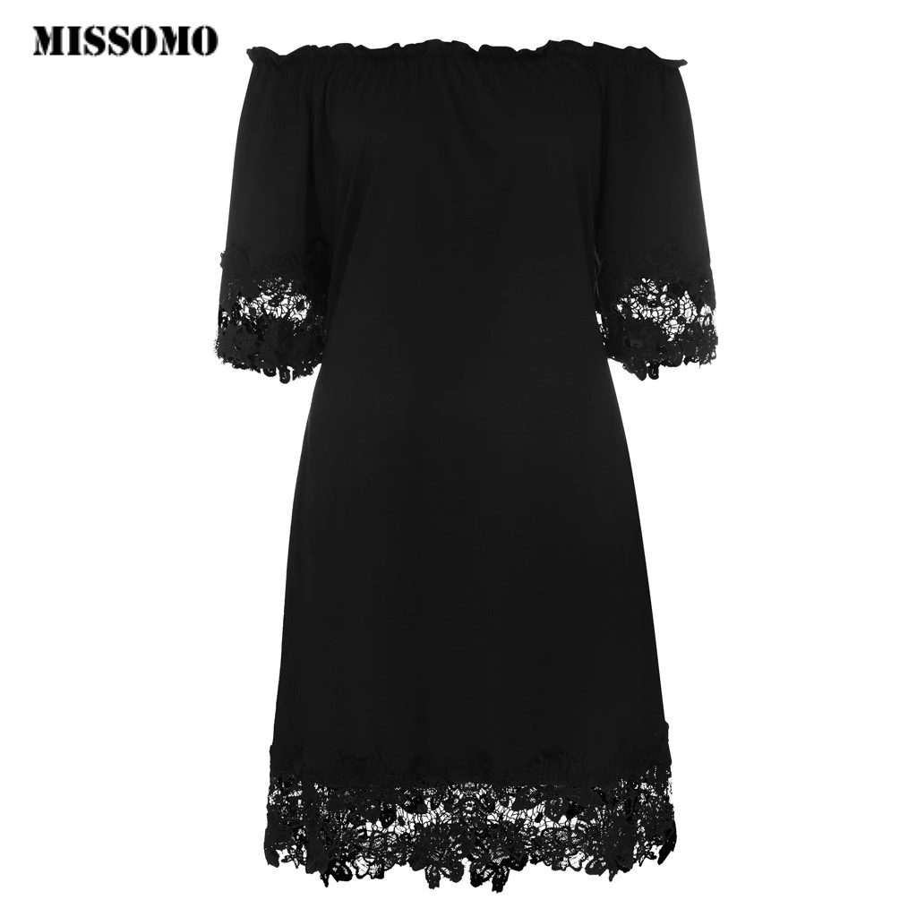 MISSOMO размера плюс 5xl женское кружевное летнее черное платье с открытыми плечами и коротким рукавом облегающее мини-платье Vestidos