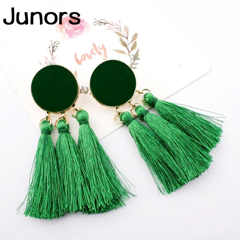 bohemian Tassel vintage earrings female boho colors big long statement for women resin drop jewelry | Украшения и аксессуары