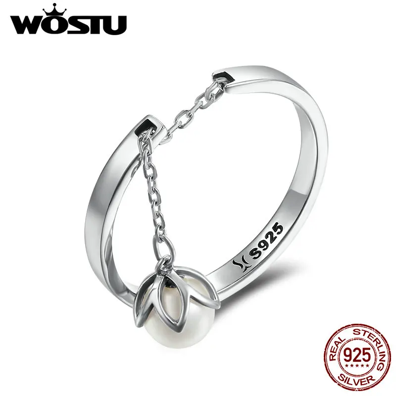 WOSTU, новинка, настоящее 925 пробы, серебряные, слезы цветов, регулируемые кольца для женщин, мода S925, серебряные ювелирные изделия, подарок CQR314