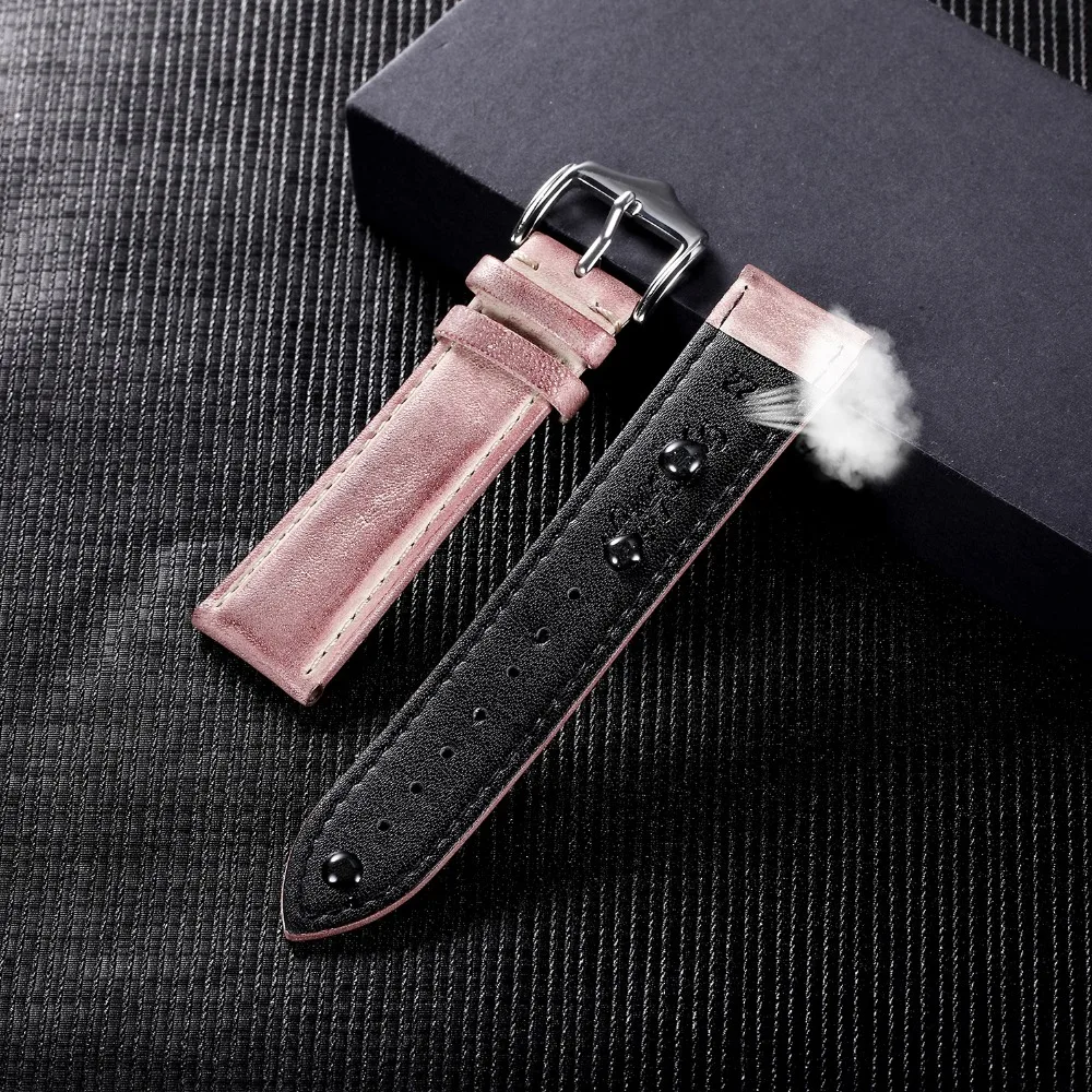 Ремешок для часов KZfashion кожаный браслет из нержавеющей стали мужчин и женщин 18 мм