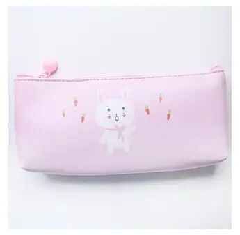pink rabbit Мультфильм Животные PU ручка карандаш сумка держатель большой хранения студент канцелярские дети подарок на день рождения - Цвет: pink rabbit