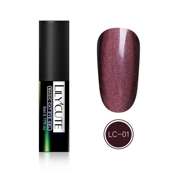 LC-1 LILYCUTE УФ-гель для ногтей кошачий глаз с блестками, Магнитный Гель-лак для ногтей, маникюрный лак, дизайн ногтей 5 мл - Цвет: LC-1