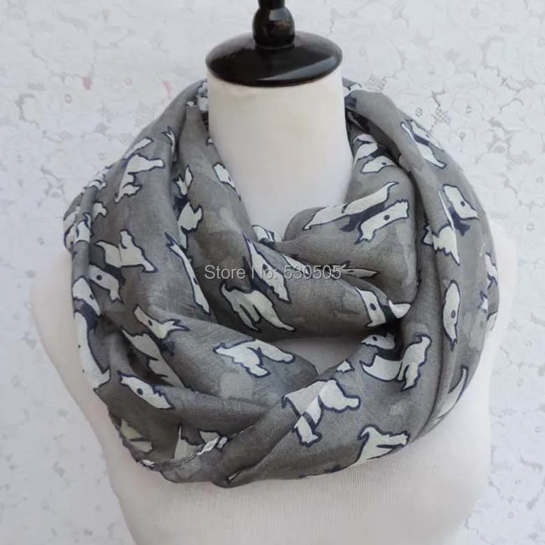 

2020 New Women Cute Westie/Scotty Dog Print Scarf Shawl Wrap Pashmina grey color free shipping