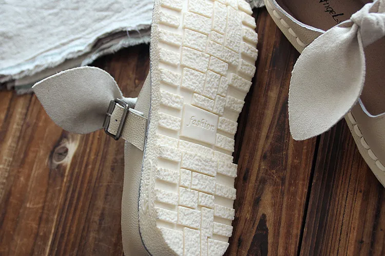 Careaymade-Genuine leather shoes,Sweet bow knot literature and art super soft sole women's single shoes,pure handmade shoes