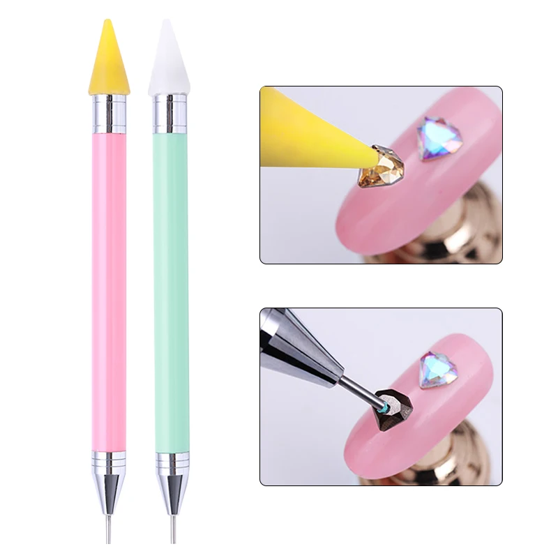 Синий розовый ручка двусторонняя Dotting Pen стразы шпильки Picker воск карандаш