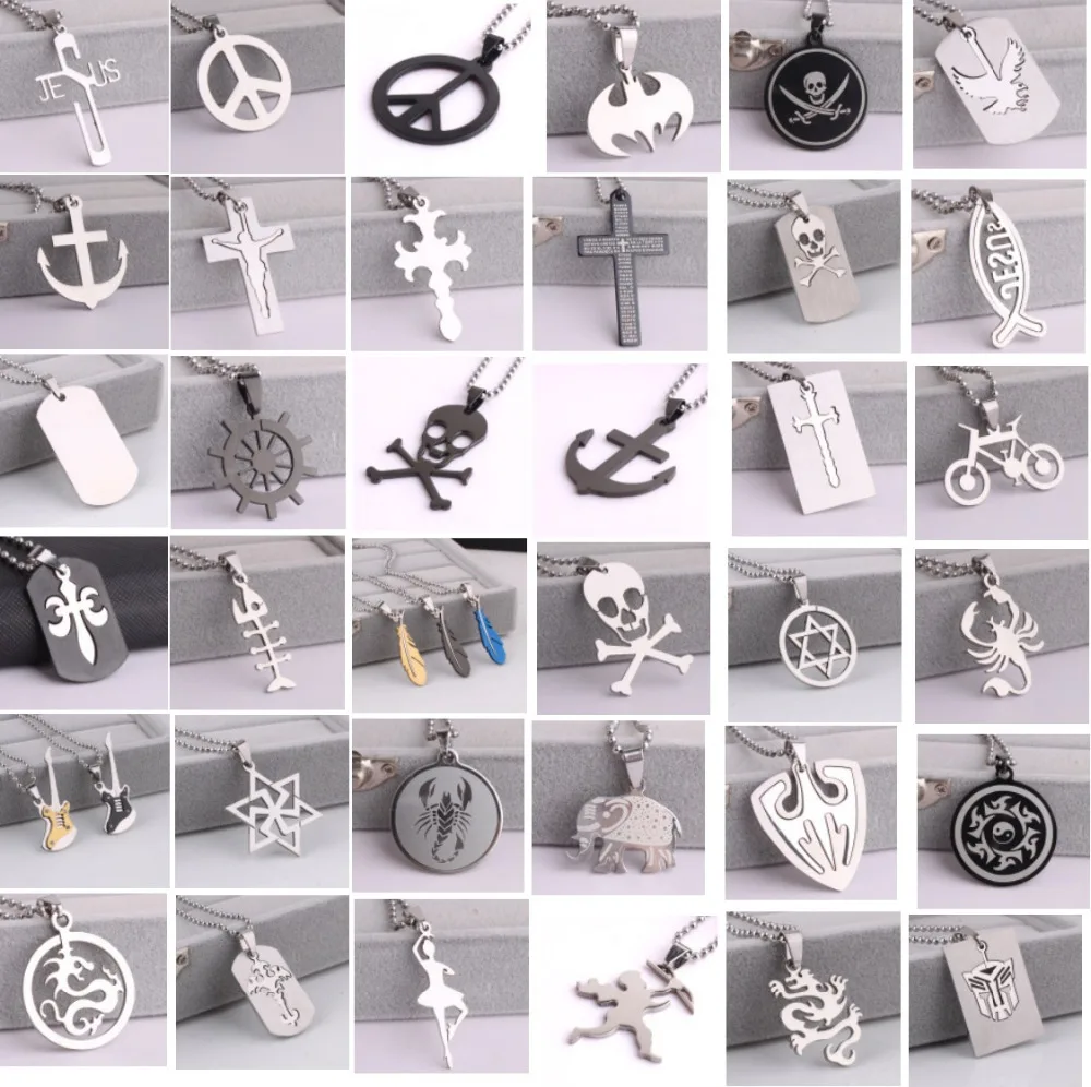 

wholesale 50pcs mixed different high quality stainless steel polished mens womens jewelry pendants