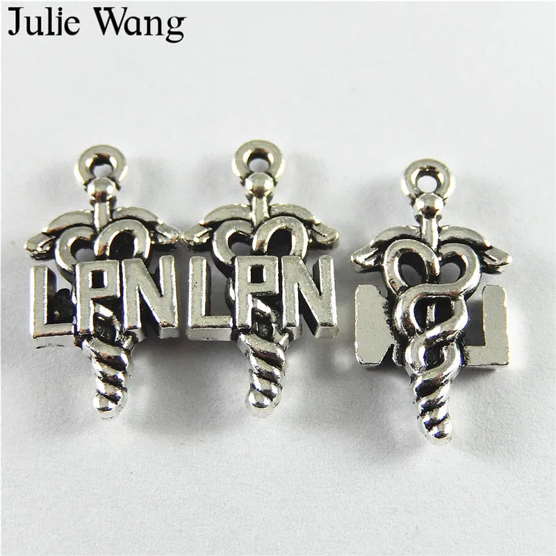 Браслеты и подвески Julie Wang 10 шт. символы медсестры LPN из сплава под античное
