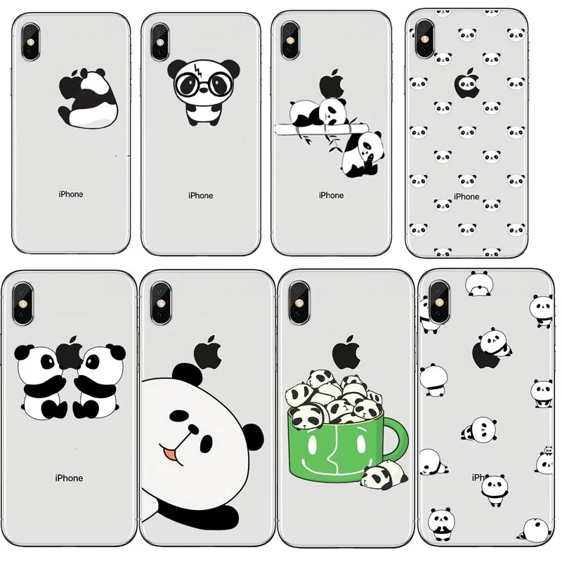Seracase Горячая Милая панда мультфильм животное чехол для iphone X 5 S 7 6 6s plus 8Plus SE