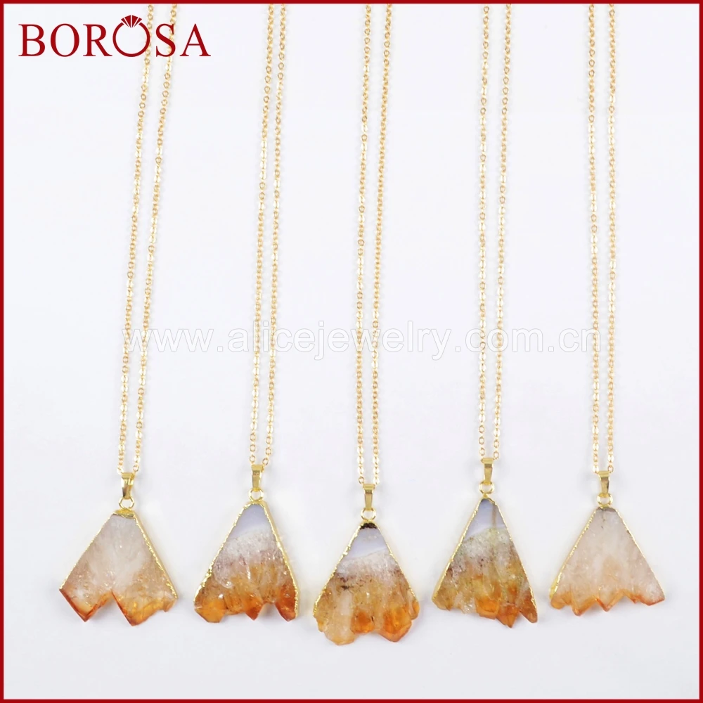 BOROSA 5 шт. Новое поступление золотой цвет желтый кристалл кварц Друза кулон