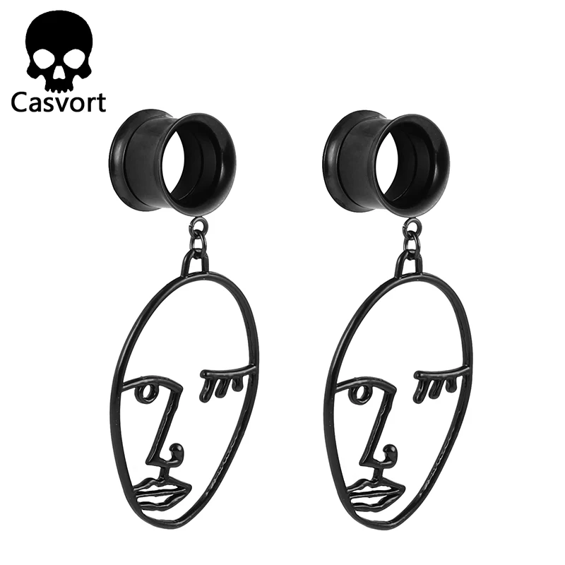 Casvort ювелирные изделия для пирсинга, ушные датчики, пробки, туннели из нержавеющей стали, висячие серьги для лица, расширитель, модное ювелирное изделие для подарка