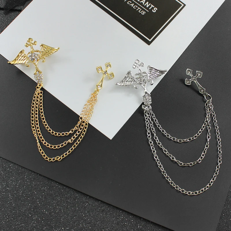 Крест крыло в форме сердца Полые инкрустированные горный хрусталь три