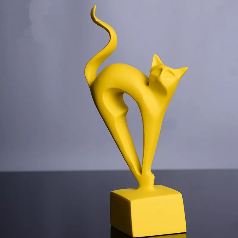 Каваи Желтый Смола котенок домашний декор ремесла абстрактные украшения комнаты