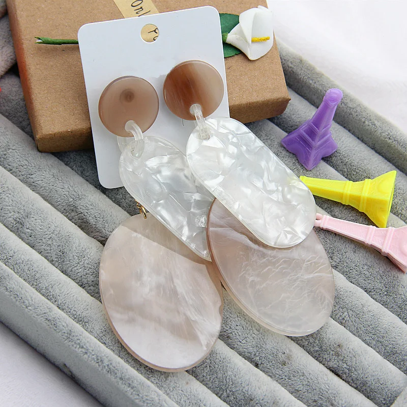 Женские большие акриловые серьги подвески винтажные геометрические овальной