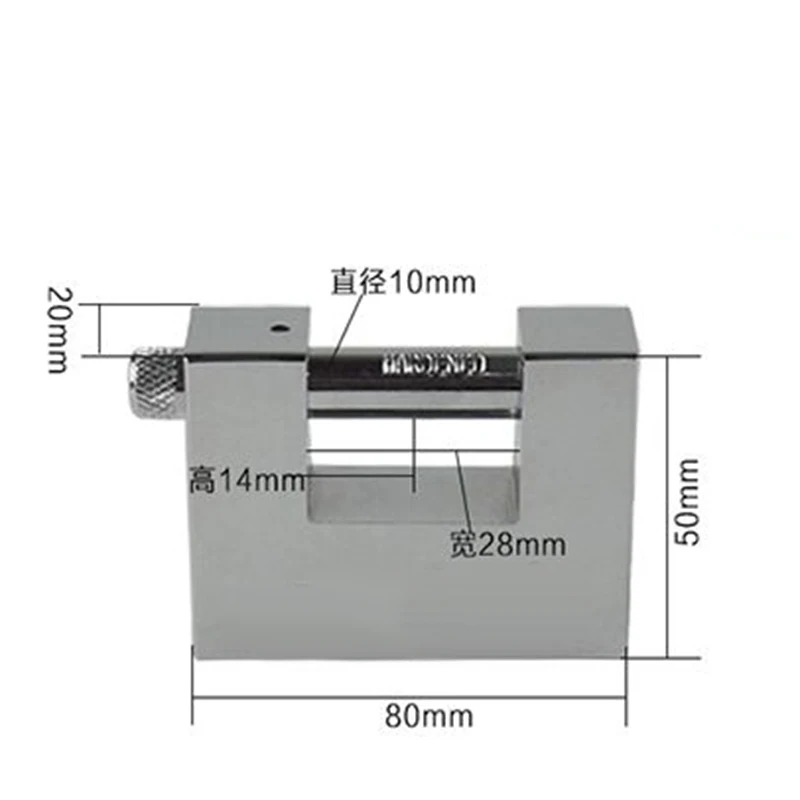 Only 80mm 1 шт. прямоугольной замок Сталь+ оцинкованного железа замок Anti-Theft Водонепроницаемый пыли Прай security lock замок двери универсальный открытым - Цвет: Only 80mm