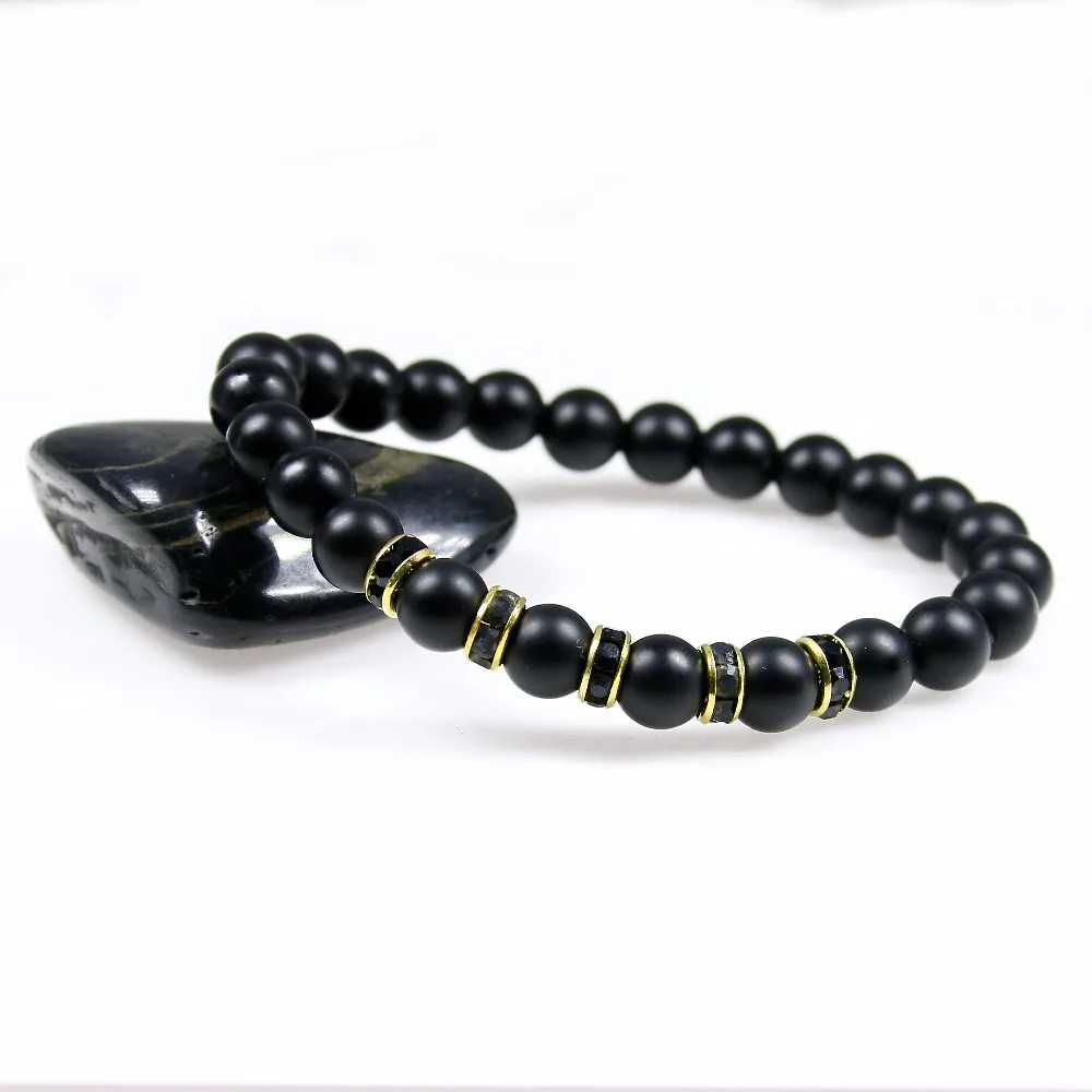 Натуральный черный матовый оникс 8 мм ювелирные изделия хрустальные бусины со