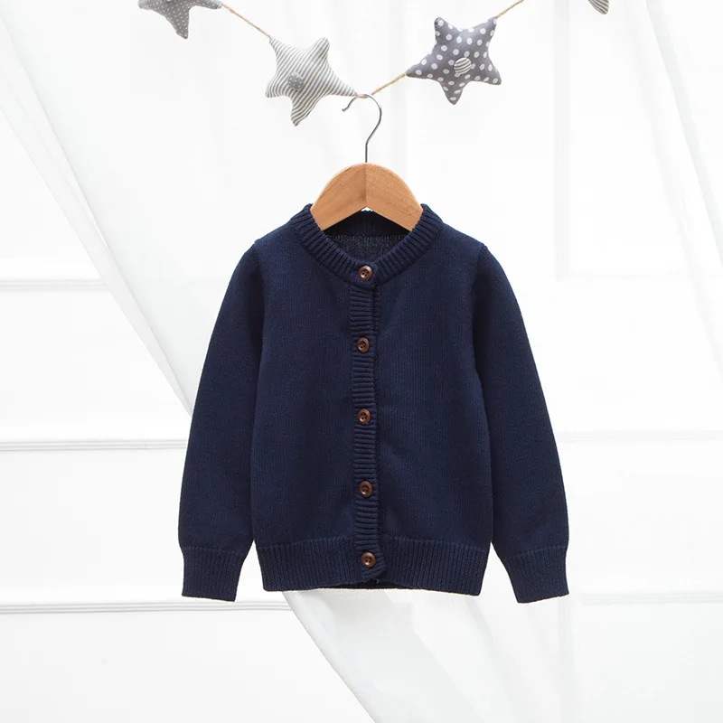 Dark Blue В году, Осенний утолщенный кардиган хлопок, чистый цвет, модный вязаный кардиган ручной работы, пальто милые, милые девочки - Цвет: Dark Blue