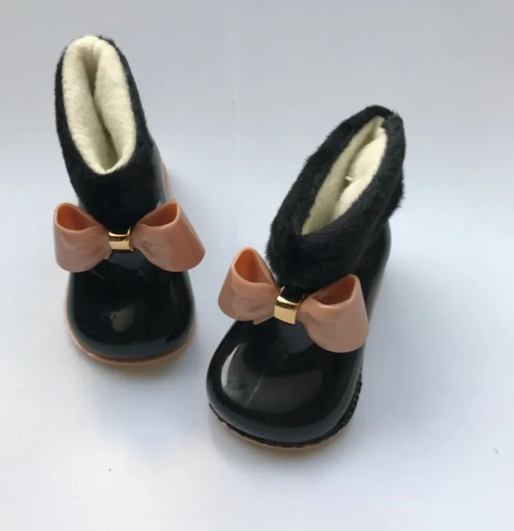 Autumn winter kids rain boots with warm velvet inside baby boys girls cute bow shoes children waterproof hot sale | Детская одежда и