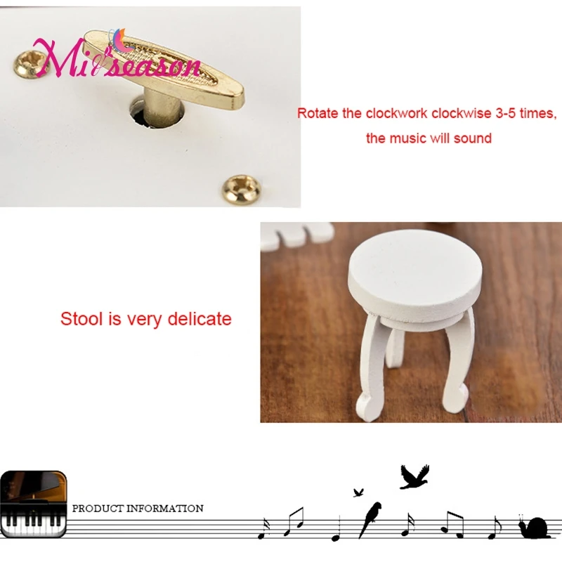 Деревянная заводная Музыкальная шкатулка для фортепиано Мелодия музыкальная