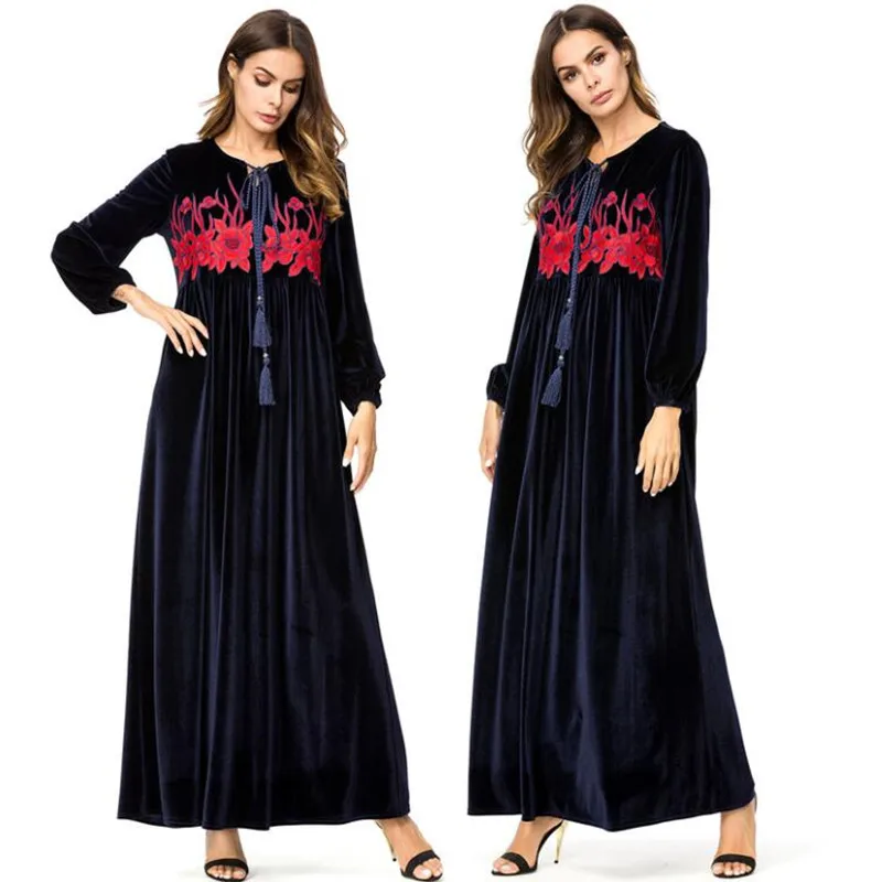 Женское вельветовое платье Кафтан Abaya из Катара Арабская хиджаб для женщин Caftan